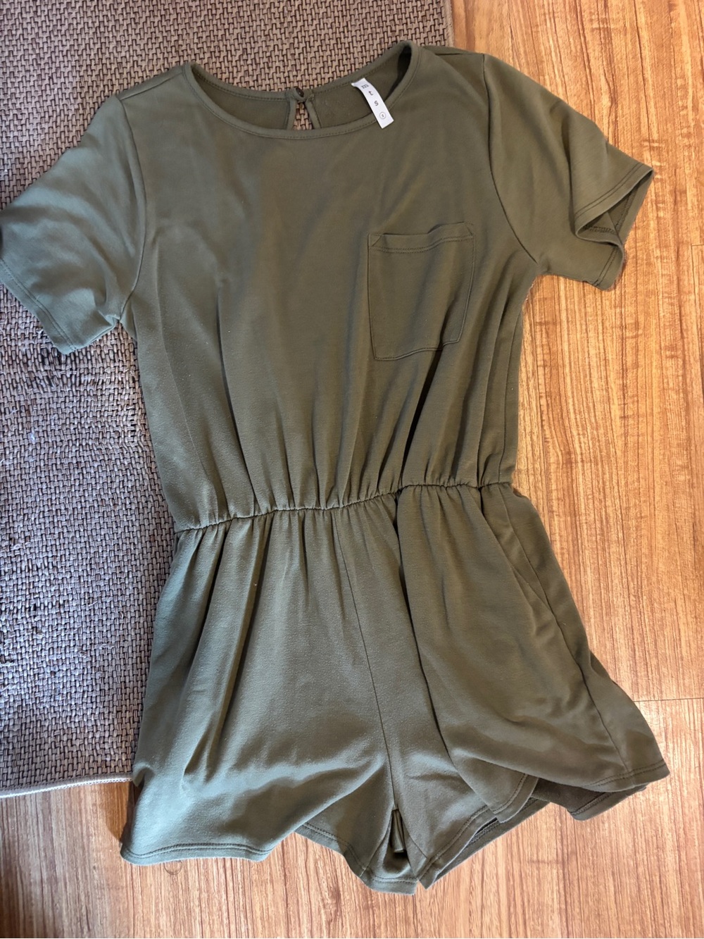 mts Olive Green Short Sleeve Waist-Elastic Romper - Picture 2 of 2